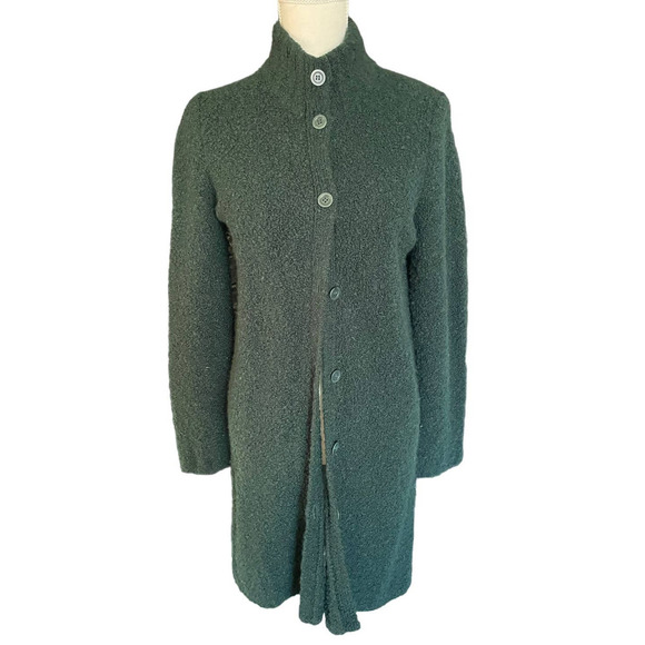 Jones New York Sport Womens Button-Up Wool Sweater Duster High Neck Size S Green - Picture 1 of 9